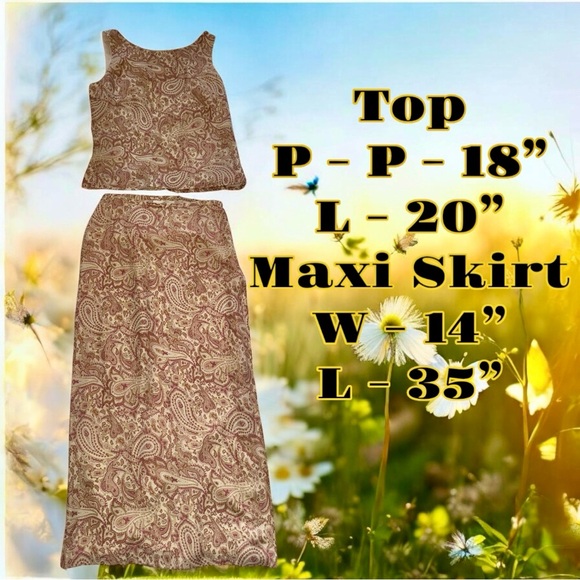 Vintage Paisley Skirt Set in Brown and Cream - Picture 7 of 16